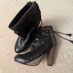 Diesel Black and Brown Heeled Boots